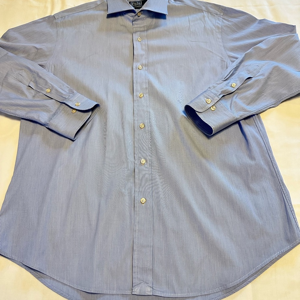 POLO Ralph Lauren Blue & White Striped Dress Shirt Men’s 16 1/2 Neck 32/33